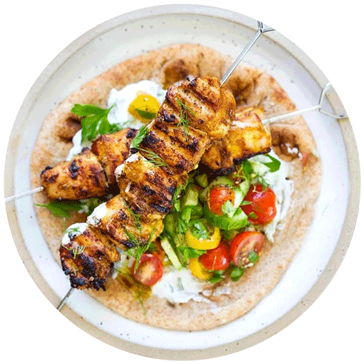 Bobby’s Variety Bites Chicken Shawarma with Salad in Birmingham.